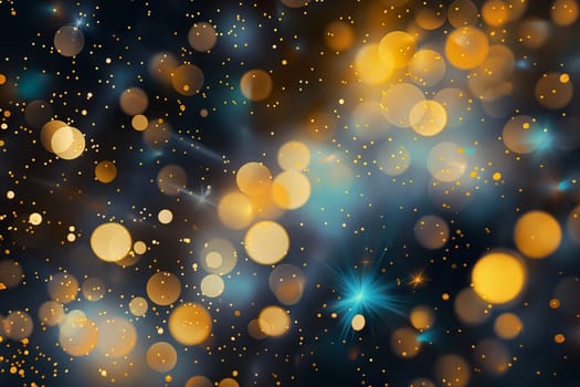 Abstract bokeh lights in a sparkling golden background with glowing particles and shining blur