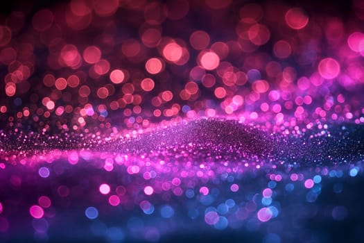 Bright abstract vibrant neon bokeh lights with glitter and sparkle in a dreamy, twinkle scene.