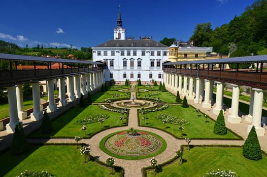 Lysice - A beautiful old castle in the Czech Republic. A summer sunny day and a tip for a family trip, a popular tourist spot.