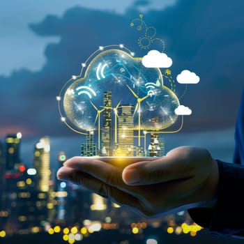 Concept of sustainable IT transformation by using cloud services and new technologies.