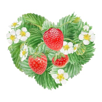 Red strawberry hand drawn watercolor illustration. Delicious food art, fresh botanical realistic painting. Summer sweet berry clip art for restaurant, cafe menu, packaging of farm goods, vegan products