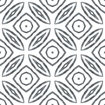 Hand painted tiled watercolor border. Black and white pleasant boho chic summer design. Tiled watercolor background. Textile ready valuable print, swimwear fabric, wallpaper, wrapping.