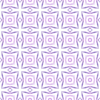 Textile ready good-looking print, swimwear fabric, wallpaper, wrapping. Purple unique boho chic summer design. Chevron watercolor pattern. Green geometric chevron watercolor border.