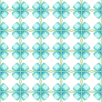 Medallion seamless pattern. Green astonishing boho chic summer design. Watercolor medallion seamless border. Textile ready memorable print, swimwear fabric, wallpaper, wrapping.