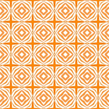 Trendy organic green border. Orange impressive boho chic summer design. Organic tile. Textile ready lovely print, swimwear fabric, wallpaper, wrapping.