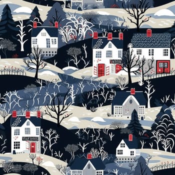 Christmas seamless pattern, English cottage tileable holiday country style print for wallpaper, wrapping paper, scrapbook, fabric and product design idea