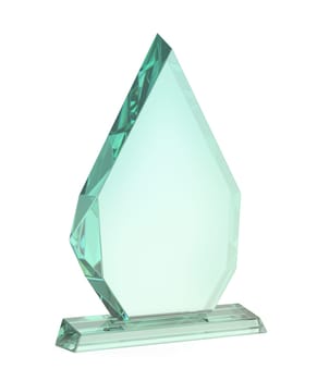 Arrow shaped crystal award on transparent crystal base