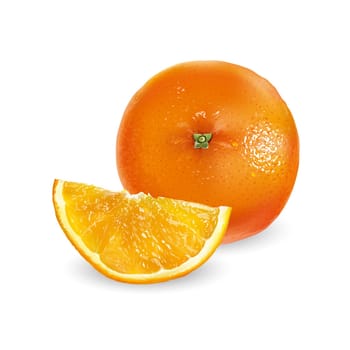 Fresh juicy orange - healthy food design. Realistic style illustration.