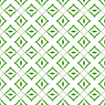 Textile ready indelible print, swimwear fabric, wallpaper, wrapping. Green attractive boho chic summer design. Summer exotic seamless border. Exotic seamless pattern.