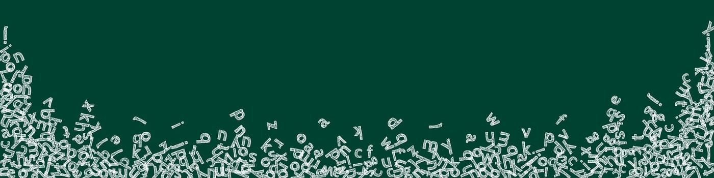 School notebook cover. Colorful childish floating letters of Latin alphabet. Foreign languages study concept. Back to school banner .