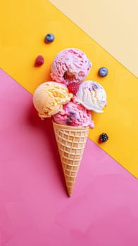 Ice cream colourful summer treat, sweet dessert in summertime, holiday food idea