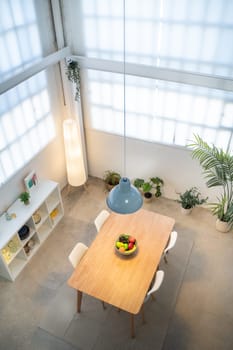 Industrial loft dinning room top view. High quality photo