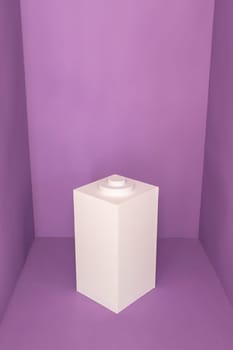 Product photography mockup. White base against purple background. High quality photo