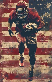 Grunge collage of rugby player with ball ai art