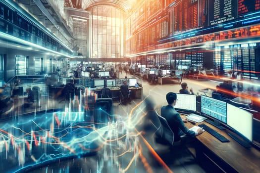 trading floor of the stock exchange on a working day.