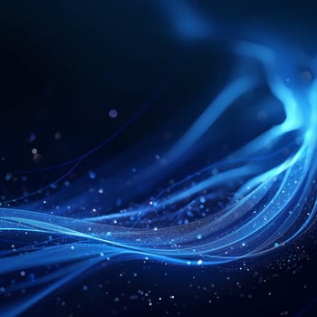 Abstract digital art with blue neon background, glowing light and futuristic energy