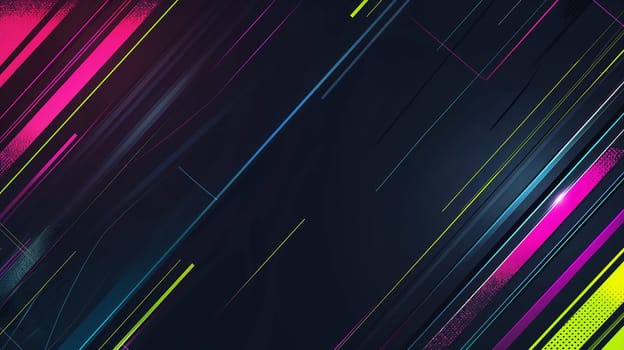 Neon abstract lines forming a colorful, futuristic, geometric pattern in a digital background