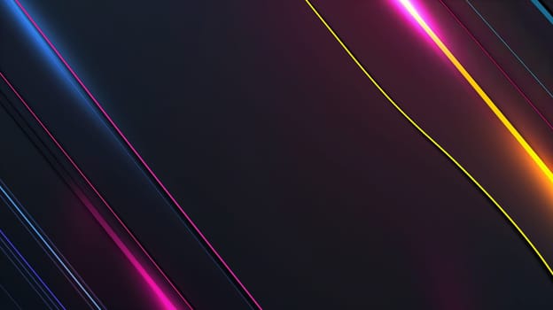 Neon abstract lines background with colorful dark glow, vibrant modern gradient design