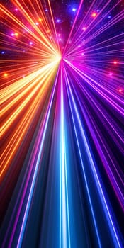 Neon colorful speed with futuristic light and abstract vivid lines in a vortex under a starry sky