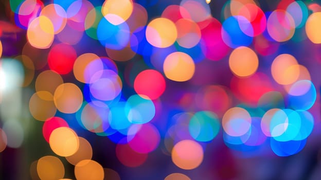 Vibrant bokeh lights in various shades of blue, red, yellow, and green create a festive atmosphere, capturing the essence of a nighttime celebratio - Generative AI