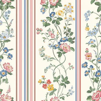 Seamless pattern, tileable floral holiday country cottage print, English countryside flowers theme for wallpaper, gift wrapping paper, scrapbook, fabric and product design inspiration