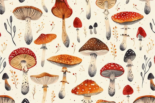 Autumn pattern with fly agarics.