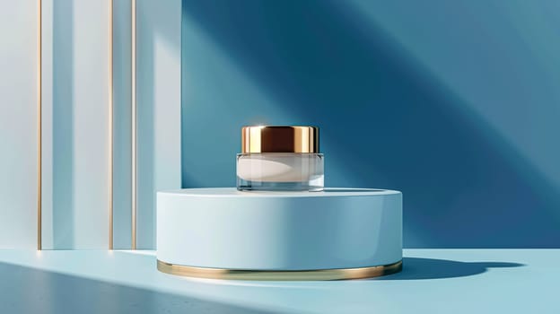 Face cream moisturiser, skincare and bodycare product on blue background, spa and organic beauty cosmetics for natural skin care routine