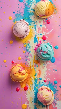 Ice cream colourful summer treat, sweet dessert in summertime, holiday food idea