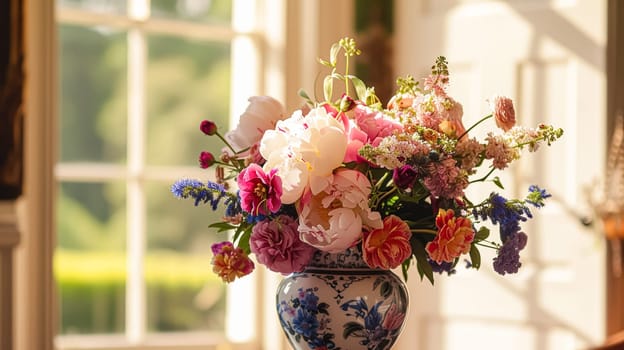 Spring flowers in vintage vase, beautiful floral arrangement, home decor, wedding and florist design