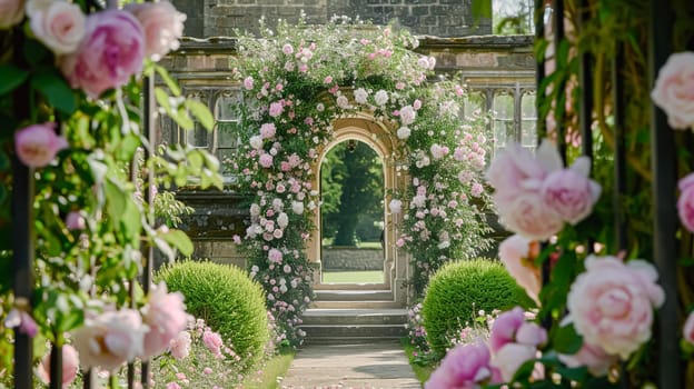 Wedding decoration with peonies, floral decor and event celebration, peony flowers and wedding ceremony in the garden, English country style