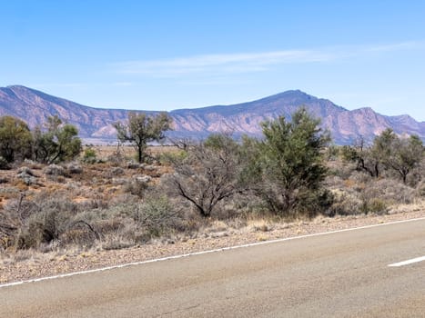 Distant mountains and road in Ikara Flinders Ranges South Australia