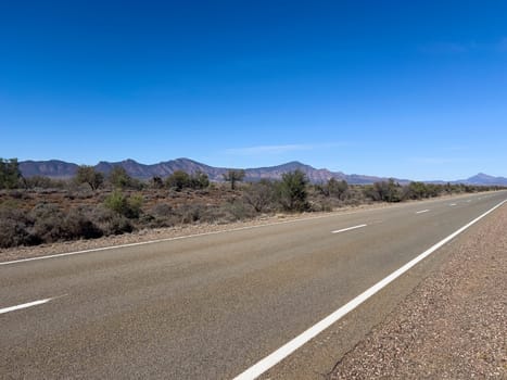 Distant mountains and road in Ikara Flinders Ranges South Australia