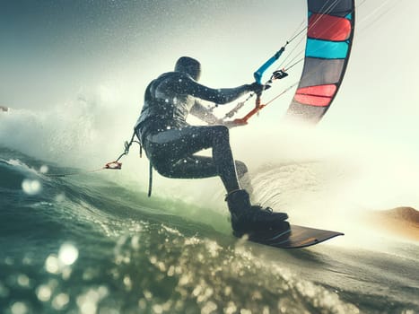 a man kiteboarding on the sea.