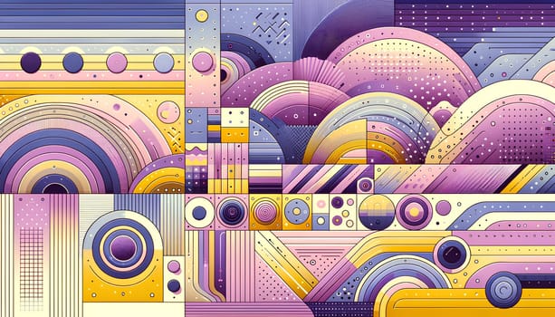 Horizontal geometric background with different shades of lilac and yellow.