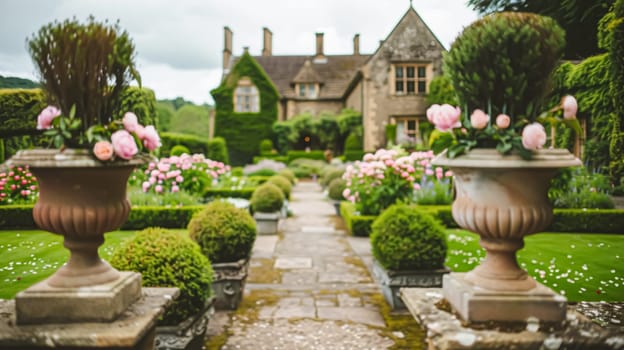 Wedding decoration with peonies, floral decor and event celebration, peony flowers and wedding ceremony in the garden, English country style