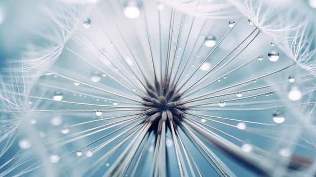 Close up macro image of a dandelion seed head. Ai art