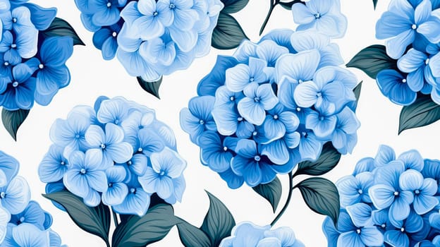 Floral seamless pattern with beautiful hydrangea flowers. Ai art