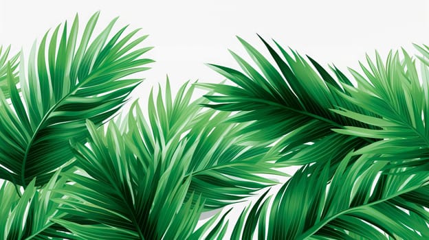 Background with plant leaves with palm or monstera branches. Ai art