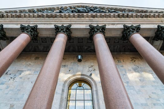 colonnade of St. Isaac's Cathedral in St. Petersburg close-up. photo