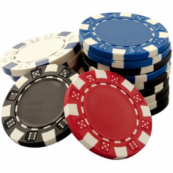 stack of poker chips isolated on white background