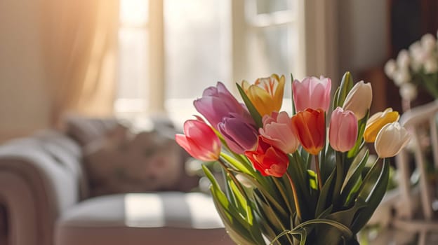 Spring flowers in vintage vase, beautiful floral arrangement, home decor, wedding and florist design