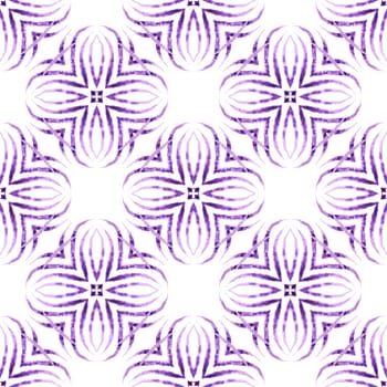 Watercolor medallion seamless border. Purple incredible boho chic summer design. Medallion seamless pattern. Textile ready divine print, swimwear fabric, wallpaper, wrapping.