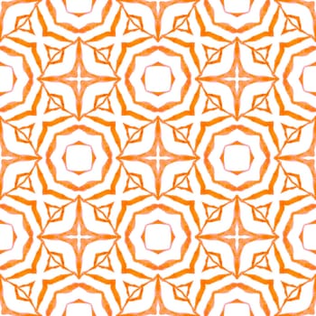 Tropical seamless pattern. Orange splendid boho chic summer design. Hand drawn tropical seamless border. Textile ready valuable print, swimwear fabric, wallpaper, wrapping.