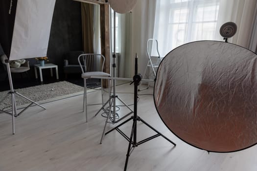 a Equipment for professional photography flash light spotlight