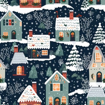 Christmas seamless pattern, English cottage tileable holiday country style print for wallpaper, wrapping paper, scrapbook, fabric and product design idea
