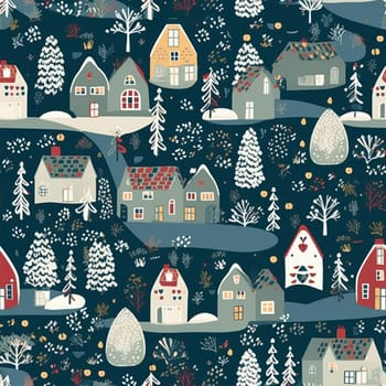 Christmas seamless pattern, English cottage tileable holiday country style print for wallpaper, wrapping paper, scrapbook, fabric and product design idea