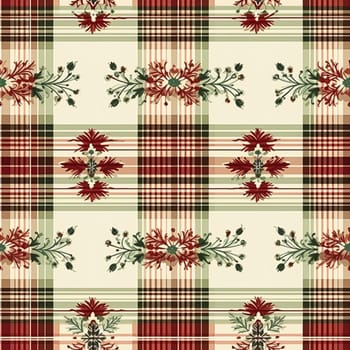 Floral seamless plaid, tartan, check pattern with flowers, tileable country style print for wallpaper, wrapping paper, scrapbook, fabric and product design idea