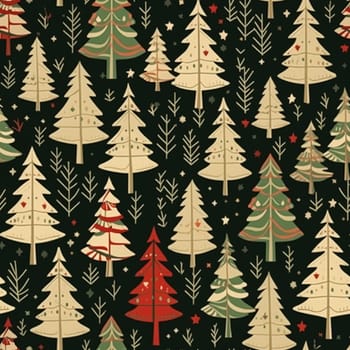Christmas tree seamless pattern, tileable holiday country print for wallpaper, wrapping paper, scrapbook, fabric and product design inspiration