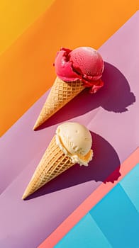 Ice cream colourful summer treat, sweet dessert in summertime, holiday food idea