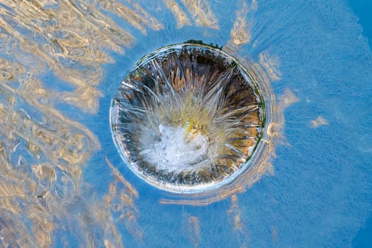 the drain is a storm drain filled with water. photo